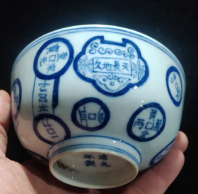 清青花古钱纹碗