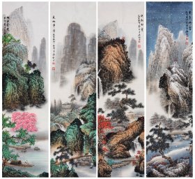 张月岗老师精品．有合影视频．春夏秋冬 136×34厘米×4