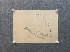 古笔花卉图，【盐川文麟】 
1808 - 1877（文化五~明治十）70岁。字子温， 别号雪章、可竹斋、泉声答斋、木佛居士、木佛道人。京 都生人。师承冈本丰彦，并吸取南宗画与西洋画有关技法，自成一家尤妙于山水，喜酒后作画，洒落奇逸.曾 奉命为孝明天皇御前挥毫，代表作品为《岚山春景 图》。