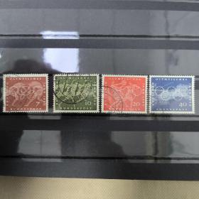 Ld25外国邮票联邦德国邮票 1960 第17届夏季奥运会 4全 信销 背贴