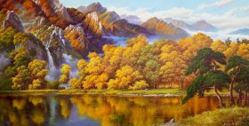 《强烈推荐客厅装饰画》  秋天的金刚山，财运满满，送人礼物，自己收藏皆可，朝鲜油画，寓意极好，仅此一幅