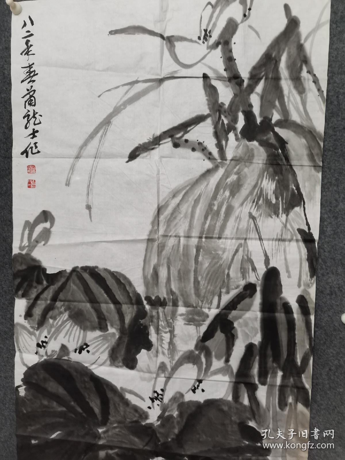 安徽已故著名画家，肖龙士花鸟画作品一副