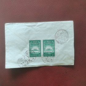 1957年老纪特邮票美术实寄封：贴纪37（3一1）八大邮票2枚，盖有四亇邮戳且较清晰，福建南平寄苏州市。