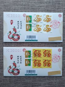 方联:2025乙巳蛇年邮票首日实寄封(一套2封)