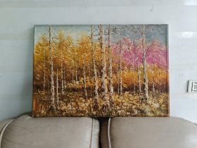 佚名风景油画“秋天的白桦林”92625