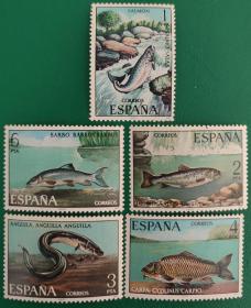 西班牙邮票 1977年鱼类 5全新