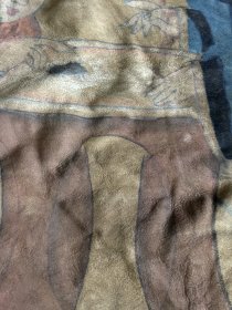 yp10《唐寅人物》,旧藏羊皮画 尺寸:长90cm左右宽60cm左右 材质:皮质画