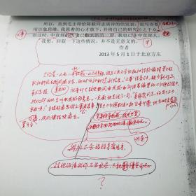著名作家、原人民美术出版社社长孟伟哉 ，2013年为《关于艺术创作中的形象思维问题》一文作《附记》文稿一份五页（内有其亲笔书写大段的批改备注）