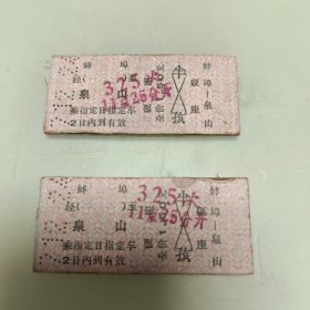 1971年老火车票2张（蚌埠～泉山）硬座