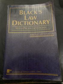 BLACK'S LAW DICTIONARY WITH PRONUNCIATIONS ABRIDGED SIXTH EDITION Centennial Edition(1891—1991）