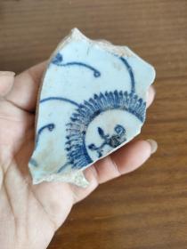 清代灵芝纹青花瓷片标本1439