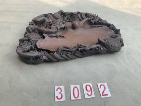 3092 约八十年代《龙纹旧砚台》尺寸44x30x6cm 共9.3公斤重 刻工精美