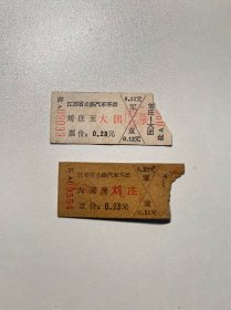 七十年代老车票—刘庄大团双程票（小霉）