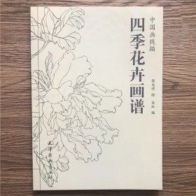 中国画线描四季花卉画谱 线描白描底稿技法国画工笔画百花画谱