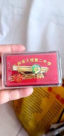 云南省大理市第二中学建校五十周年纪念（1939-1999）钛金领带夹校徽(2个合售)