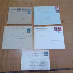 上世纪二、三十年代瑞士实寄封5枚，邮戳清晰，年代久远，本店邮品满25元包邮。本店还在孔网开“韶州邮社”