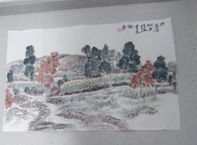 当代陕西学院派画家[孙文忠 ]老师早年临古山水画横幅作品，1962年生，1985年毕业于西安美术学院国画系。现任陕西师范大学美术学院教授，硕士生导师，陕西省人民政府参事室（文史研究馆）研究员。