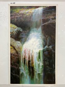 朝鲜油画 卞革哲 作品“瀑布”