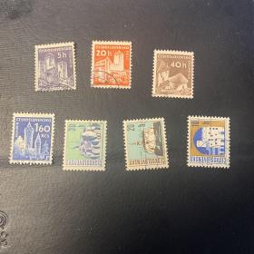 捷克斯洛伐克邮票7枚合售（建筑) （信销票）