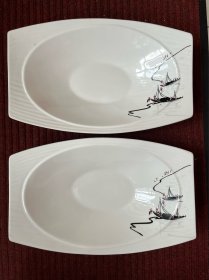 中国风意境菜盘（一对合售）