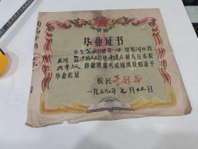 1959年，交河县文教局，毕业证书