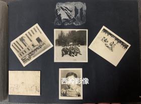 补图～【民国老相册带照片约155张】民国时期约1940年代精美老相册内有老照片约155张、画片约15张，相册主人是一位年轻漂亮的都市女性，照片记录了其和家人于1940年代在上海、杭州和香港的生活照片，其中有相当数量照片定格了民国末期上海、杭州和香港一带的建筑风景（教堂、大学、古塔等），保存下来极其不易，有较高史料和艺术价值～