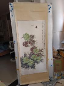 旧画一副 绿牡丹中堂，立轴旧裱 葵酉年画于中州城 幽谷 作者不识 画工精湛 大尺寸136x67
保真包手绘