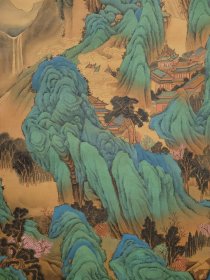 【精品字画】 绢本庐山高云图 规格画心42x94.5厘米
