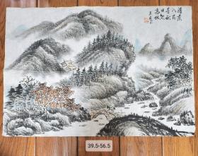 常熟山水画名家吴良宝 清晨入古寺 画心未裱 真迹