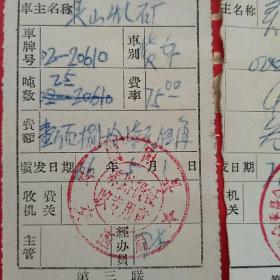革委会，河北交通厅，汽车养路费收据2张。（2-8，交通运输类）