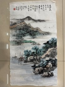 海派名家黄幼吾入室弟子，上海美协会员周志康山水，保真！
