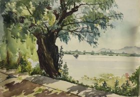 出版作品：袁振藻《西湖风景》水彩27×39cm 1960年---得自画家本人