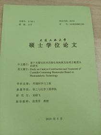 大连工业大学
硕士学位论文
基于光催化技术的催化剂构筑及处理含氰废水的研究