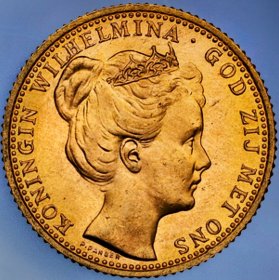 原味少见1898年荷兰威廉明娜女王小女孩像10盾金币NGC评级MS64收藏