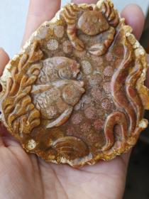 珊瑚玉彩花海底世界雕刻件小摆件