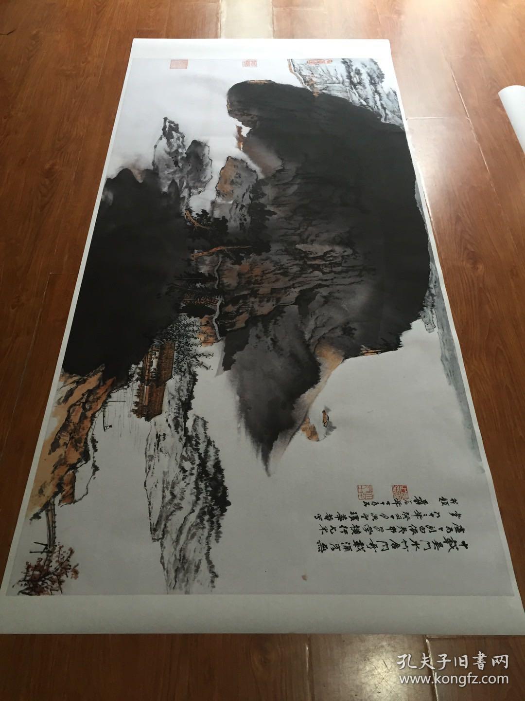 张大千 水竹居图。纸本大小89.19*179.56厘米。宣纸原色微喷印制，