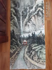 【保真】一幅中国画 山水画，“鸟鸣山更幽”，武汉画家马学长丁亥年绘，2007年 约6平尺