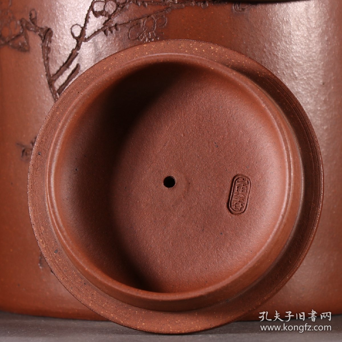 寅春款 紫砂刻诗文提梁茶壶