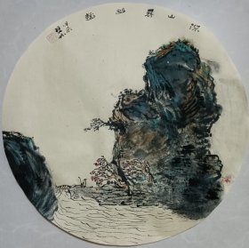 书画名家笔墨真迹，著名禅意书画家贾双林山水作品:深山寻幽趣