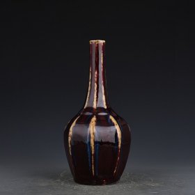 清光绪霁红釉窑变净瓶35×16厘米