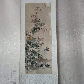 朝鲜画山石花卉鸟