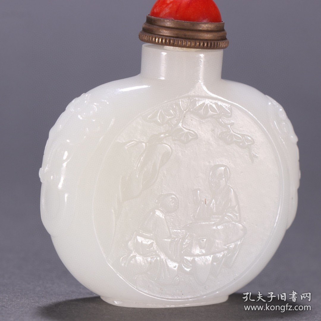 清 和田玉人物故事鼻烟壶