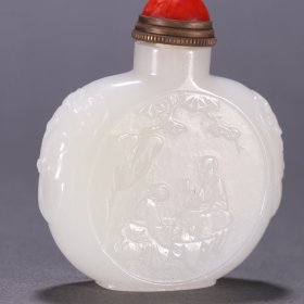 清 和田玉人物故事鼻烟壶