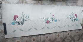 李季馨 2001年作 床单被单原稿 (飘香)二幅一套 花卉图案