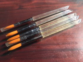 日本鲁本斯牌金色尼龙圆头有机玻璃杆6号画笔5支