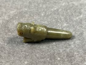 古玉和田玉商周青玉虎型佩