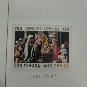 SAN137圣马力诺1990年 圣诞节那不勒斯博物馆藏画 2全 新 外国邮票