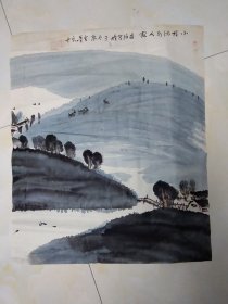 冯益信国画山水2副 品相如图，有小撕裂，保真非假不退