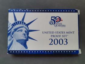 美国硬币，2003年精制币套装，两盒装，分别公园币、流通币。