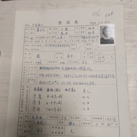 1977年教师登记表：季巧兰 厂北民办小学/工农人民公社厂北大队 贴有照片